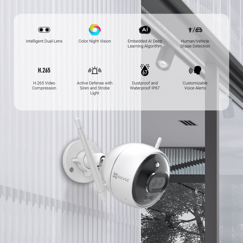 EZVIZ C3X AI-Powered Dark-Fighter - Full HD WiFi Outdoor Security Camera